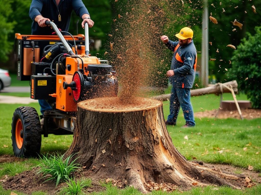 Stump grinding service in a Phoenix yard